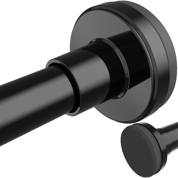 Shower Curtain Rod 26-84 Inch, 1 Inch Diameter Tension Curtain Rods No Drilling, Black Shower Rods for Bathroom, Spring Loaded Curtain Rods Adjustable, Anti-Rust Non-Slip Easy Installation