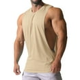 thumbnail image 2 of Ierhent Mens Vest Outerwear Men's Gym Tank Tops Workout Sleeveless T-Shirts Muscle Tank Training Bodybuilding Shirts Beige,L, 2 of 5