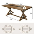 thumbnail image 3 of Blotout 79" Natural Wood Color Farmhouse Dining Table for 8-10 People, Rectangular Wood Dining Table with Wood Strip Base, Long Kitchen Table for Dining Room, Gathering, Kitchen (Natural Oak), 3 of 10