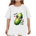 thumbnail image 4 of Virmaxy (2-14 Years Old)Pickle Letter Printed Shirt For Toddler Boys Girls Casual Printed Gherkin Pattern T-Shirt Kids Spring Summer Loose Short Sleeve Crew Neck Top White-12 5 Years, 4 of 4