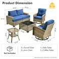 thumbnail image 6 of XIZZI Outdoor Patio Furniture Sets, 6 Pieces Outdoor Sectional wicker patio furniture with Coffee Table and Swivel Chairs, All-Weather Conversation set for Porch, Navy Blue, 6 of 12