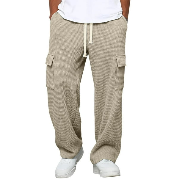 Ceisia Men's Trendy Solid Color Gift Elastic Drawstring Waist Casual Sport Trousers with Pockets