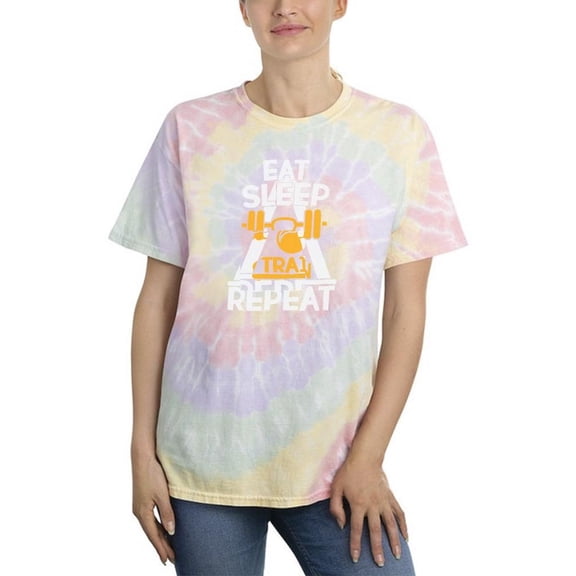 Eat Sleep, Train, Repeat Tie Dye Spiral Women -Image by Shutterstock, Female Small