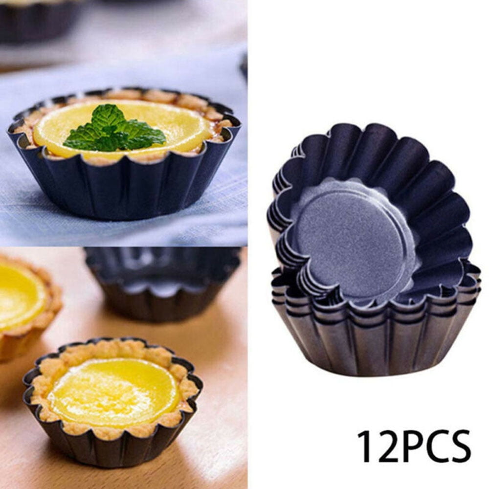 12Pcs Mini Round Nonstick Tart Pan Tartlet Molds Egg Tart Tin Muffin