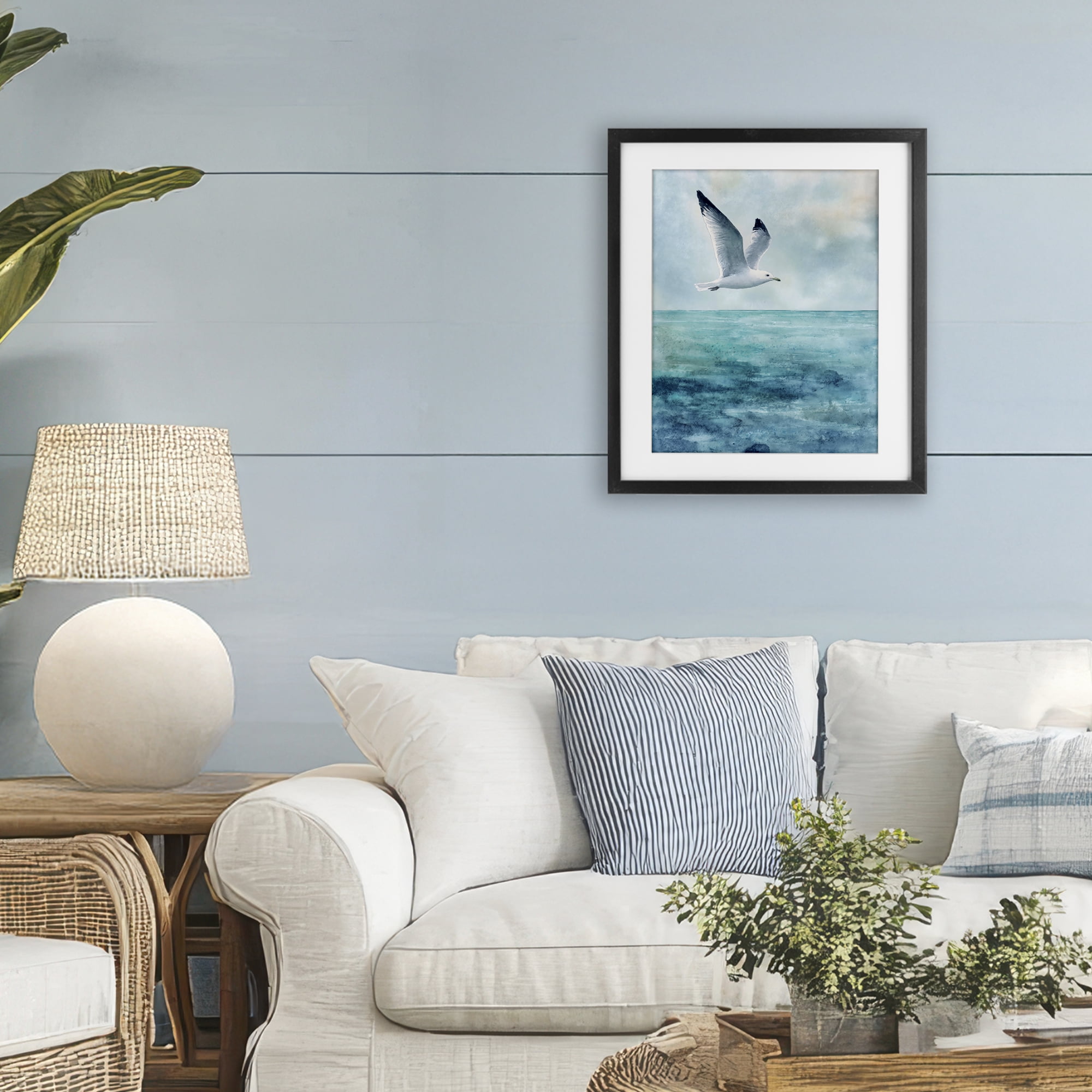 Stupell Industries Seagull With Black Tips Black Framed Print Under Glass, design by Franklyn Gregory