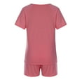 thumbnail image 5 of JINMGG Two Piece Outfits Women, 2026 Fashion Fall Fashion Women Casual Solid Short Sleeve Button Tops Nightwear Shorts Sleepwear Sets Pink XL, 5 of 5