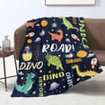 thumbnail image 4 of Kainsy Dinosaur Blanket for Baby Navy Blue Dino Blankets for Toddler Outerspace Dinosaur Flannel Fleece Blankets for Kids Lightweight Fuzzy Soft Blanket Nursery Bed New Born Birthday Gifts(60"x80"), 4 of 8