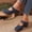 Navy, variant on Women's Cut-Out Perforated Block Heel Mules, Closed Toe Scalloped Slide Sandals for Casual Wear Brown 5.5