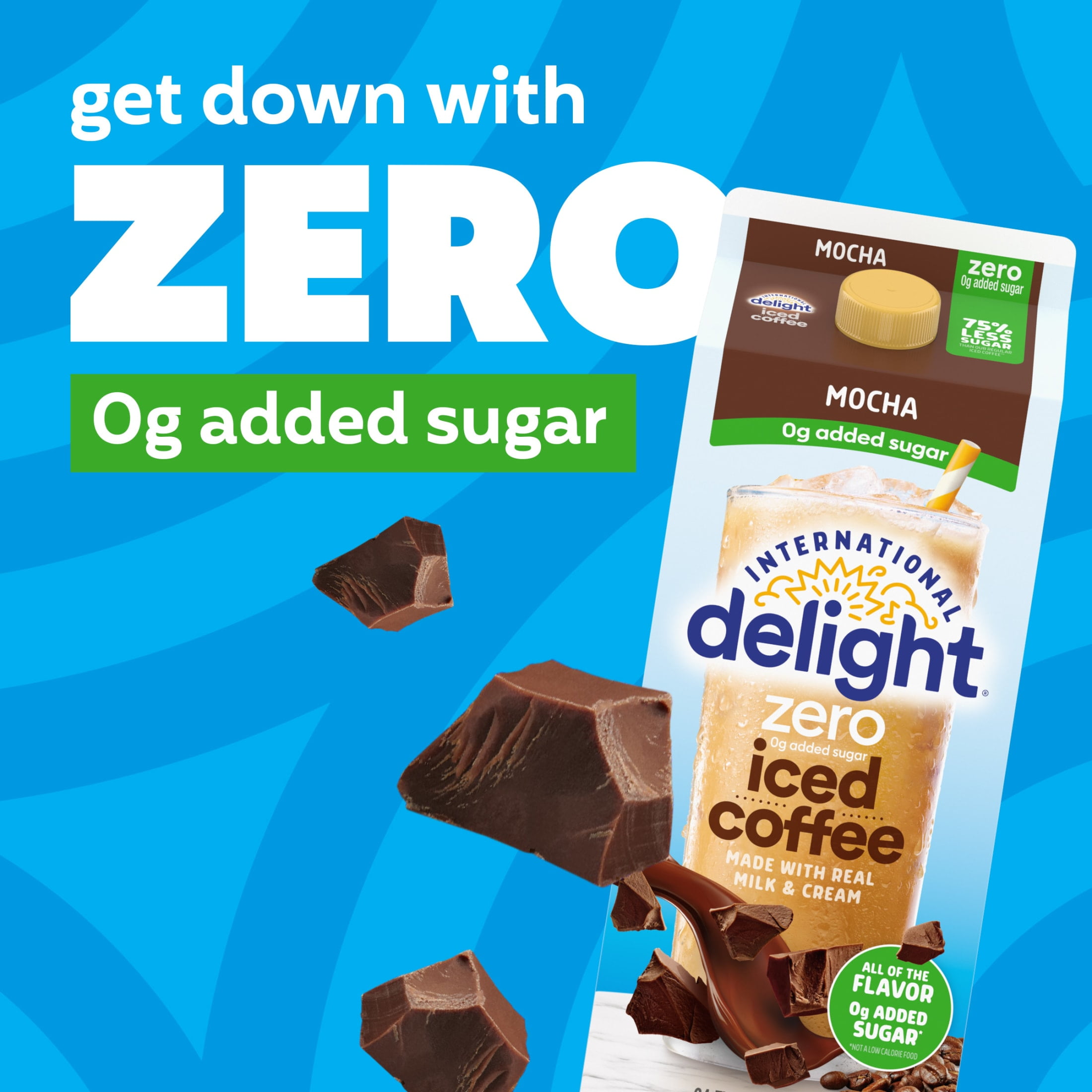 International Delight Zero Ready to Drink 0g Added Sugar, Mocha Iced Coffee, 64 fl oz Carton