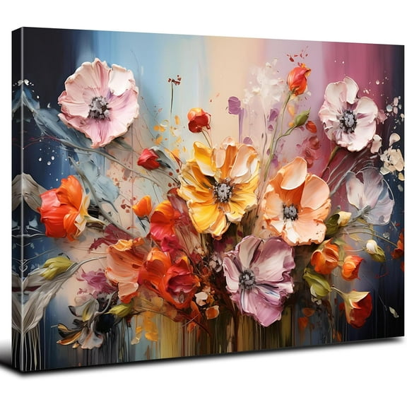 Watercolor Flower Wall Art Modern Abstract Poppy Floral Wall Decor for Bathroom Girl Bedroom Aesthetic Wildflower Picture Canvas Prints Spring Botanical Paintings Framed Artwork Home Decoration 12x16