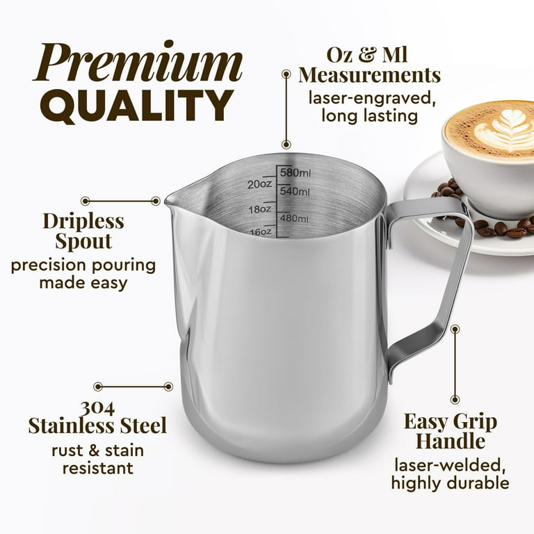 Zulay Kitchen Stainless Steel Metal Milk Frothing Pitcher