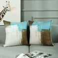 thumbnail image 3 of Throw Pillow Covers Modern Home Art Decor, 16 x 16 Inches Set of 2 Pillow Cases Decorative, Abstract Oil Painting Pillowcases for Bedroom, Living Room, Cushion Couch Sofa, Beige Blue, 3 of 6