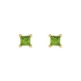 thumbnail image 3 of Clara Pucci 0.5Ct Natural Peridot Princess Cut VVS1 Push Back Stud 14k Solid hypoallergenic Gold Designer Earrings For August, 3 of 7