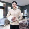 thumbnail image 3 of Uniformes de limpieza Mangas largas Cómodo recto Transpirable Ropa de camarera transpirable para hoteles Restaurantes Cafeterías Beige 4xl Estilo de las mujeres Kearding LF000333-10, 3 of 7