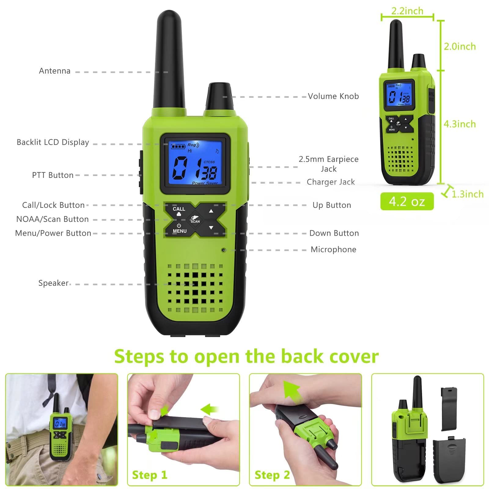 Walkie Talkies for Adults Long Range Rechargeable NOAA Way Radios  Walkie Talkies Long Distance Walky Talky with Earpiece Mic Set Charging  Station Dock Stand USB Charger Lanyard Weather Alert