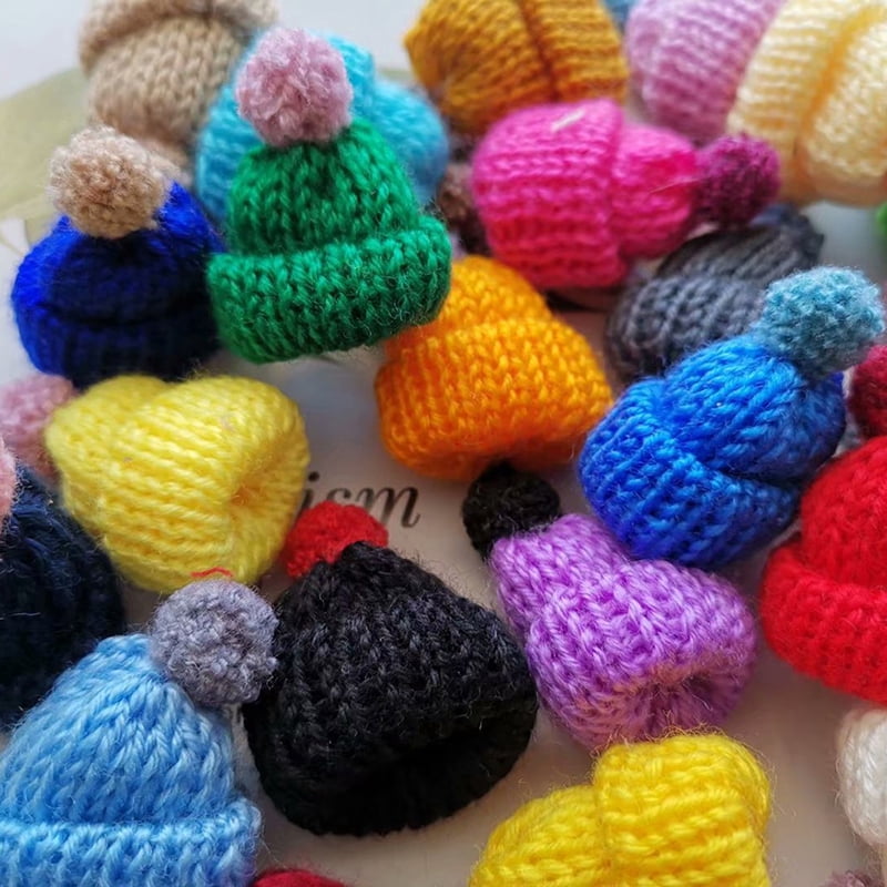 10X3.5CM Mixed Woolen Yarn Mini Hat Cap Headwear Garment Doll Craft MateriaODMO 
