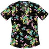 Mock Wrap Scrub Top, Floral Toss Print