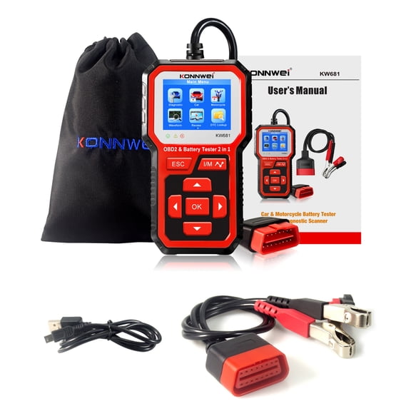 Aumotop KW681 Car&Motrocycle Battery Tester & OBDII Diagnostic Tool 2 in 1