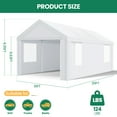 thumbnail image 6 of Hoteel 10'x20' Large Heavy Duty Carport with Steel Frame, Portable Garage Carport Wedding Tent Gazebo Big Tents Shelter with Waterproof Top Cover, All-Season Tarp, White, 6 of 14