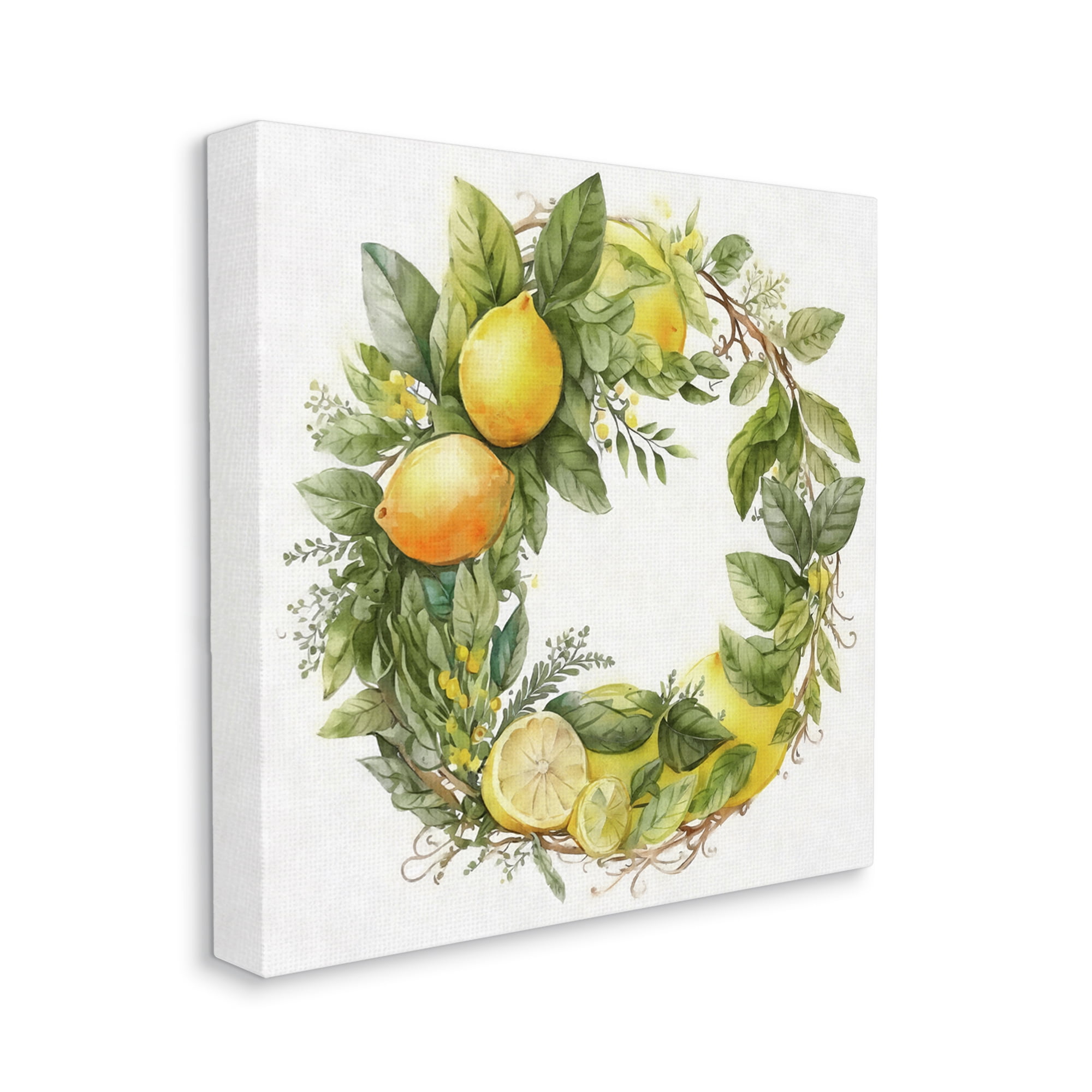 Stupell Citrus Lemons Greenery Wreath Botanical & Floral Painting Gallery Wrapped Canvas Print Wall Art