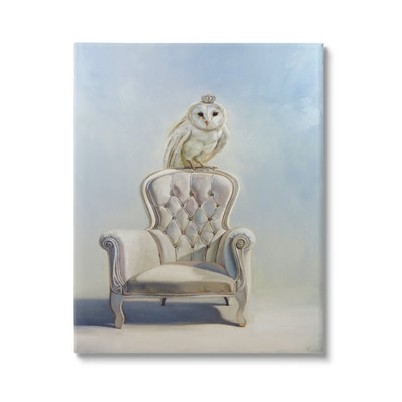 Stupell Industries Owl Perched in Crown Animals & Insects Painting Gallery Wrapped Canvas Art Print Wall Art, 16 x 20