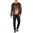 thumbnail image 2 of INSPIRE CHIC Camisetas para hombres con cuello redondo de manga larga, ajuste regular, 2XL, dorado con lentejuelas brillantes, 2 of 6