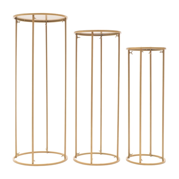 Dwellnix Gold Wedding Flower Stand Set, 3-Piece Metal Floor Vases for Elegant Event Decorations, Perfect for Wedding Aisles, Table Centerpieces