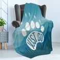 thumbnail image 4 of Retro Poster Soft Flannel Fleece Throw Blanket, Inspirational Just Go Words over Mountains Range Graphic, Cozy Plush for Indoor and Outdoor Use, 60" x 80", Blue and White, by Ambesonne, 4 of 5