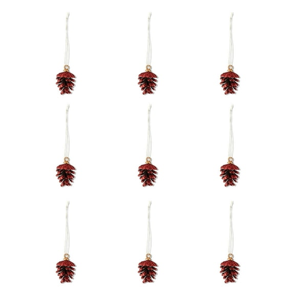 Red Glitter Mini Pinecone Christmas Ornaments, 9 Count, by Holiday Time