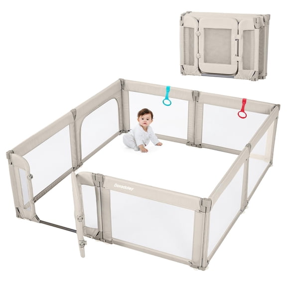 Baby Playpen Dora dotey plegable con puerta para bebés, color caqui