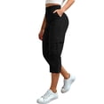 thumbnail image 2 of Capris pour Femmes, Yigetop Capris Cargo à Coupe Décontractée pour Femmes Pantalons de Randonnée Été Voyage Plein Air Décontractés Amples Confortables Pantalons Raccourcis Capris Cargo pour Femmes Noir G, 2 of 5