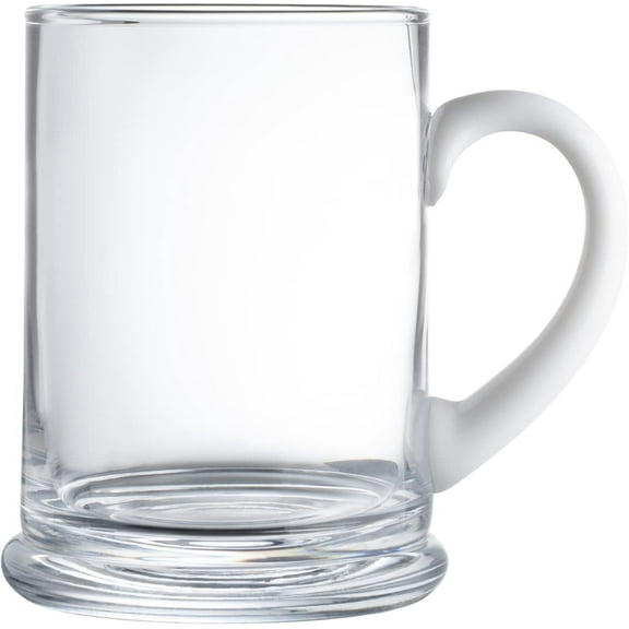 Barski - European Quality - Handmade Glass - Large Clear Beer Mug/Tankard - with Opal (White) Handle and Base - 24 oz. - Made in Europe