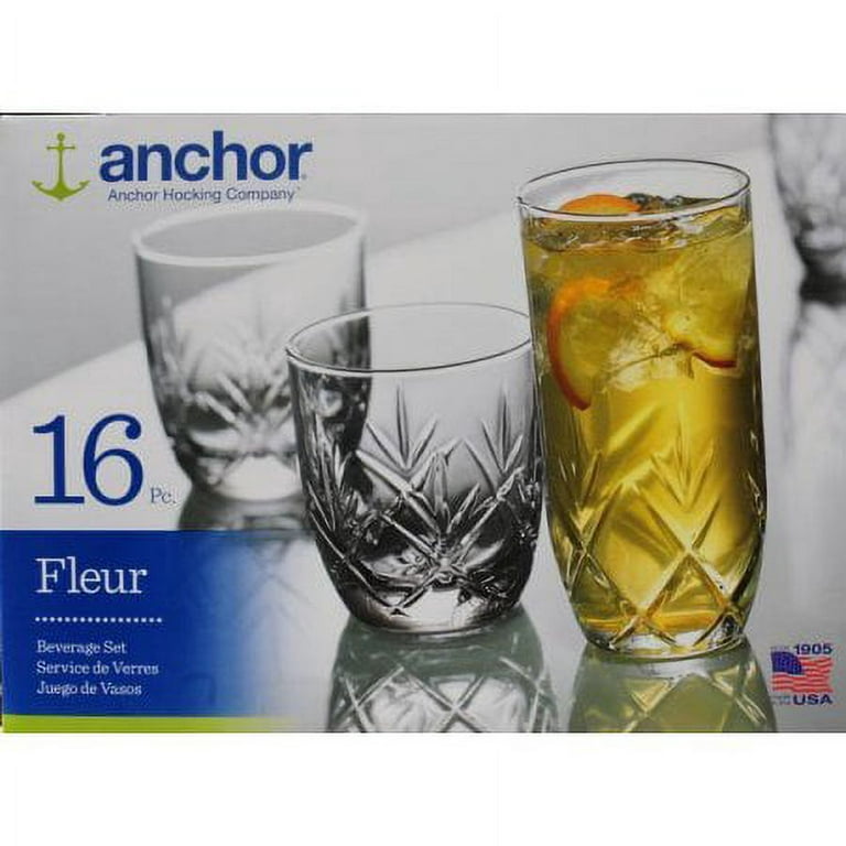Arcoroc Fleur Small Drinking Glasses Set 8 6oz Flat Tumblers Pressed Glass  3.5