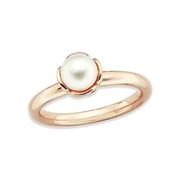 Freshwater Cultured Pearl Ring in Rose Pink Plated Sterling Silver