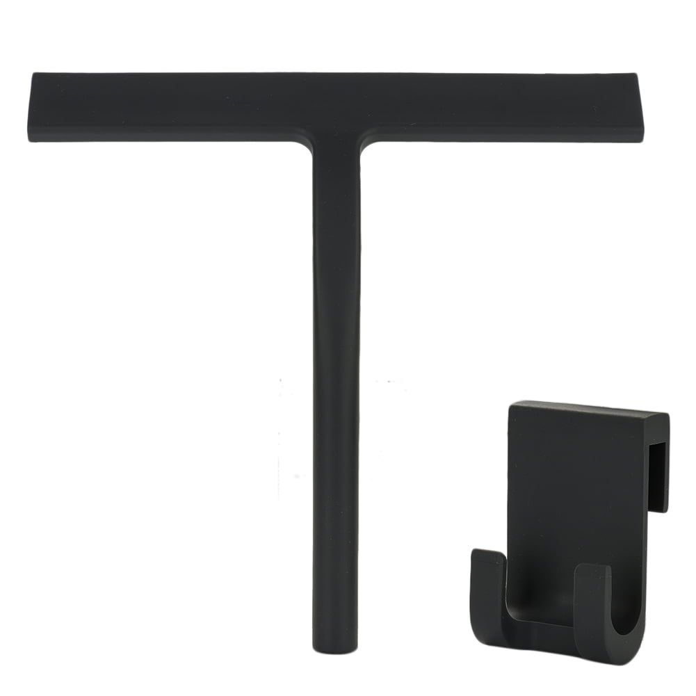 Black Shower Squeegee And Holder Glass Wiper Silicone 