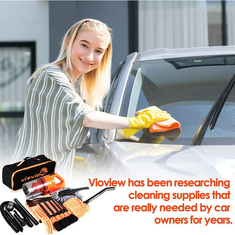 Vioview Ultimate Car Cleaning Kit, 17Pcs Car Interior Detailing Kit with  High Power Car Vacuum Cleaner, Detailing Brush Set, Windshield Cleaner