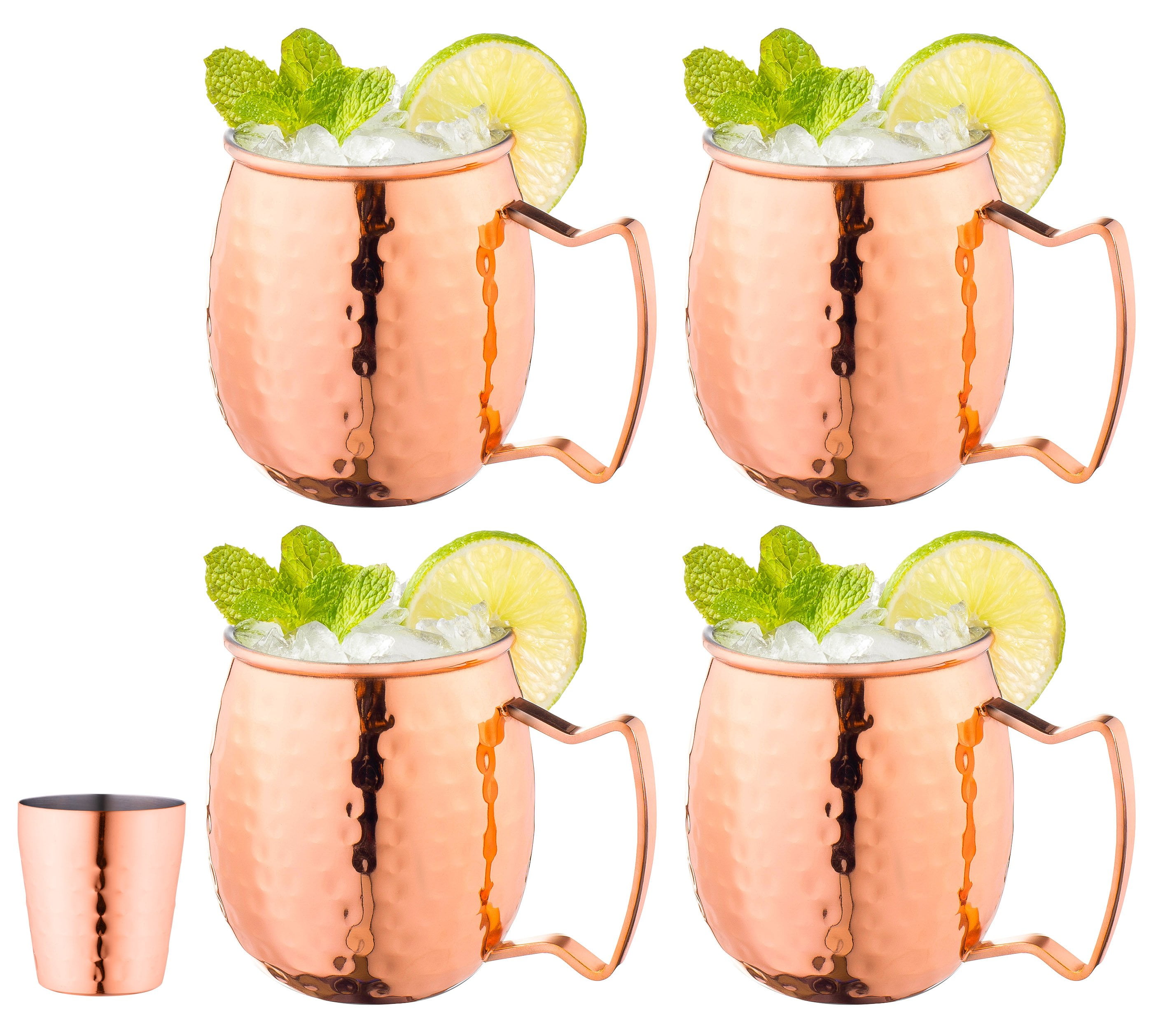 Solid Copper Moscow Mule Mugs Pure Solid Copper No Lining Smooth Finish 16 oz Copper Mug Set of 2 
