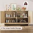 thumbnail image 2 of Rattan Accent Storage Cabinet with 4 Doors and Shelf - Modern Console Coffee Bar Cabinet for Dining Room, Kitchen, Living Room, Entryway Home Decor, 2 of 7