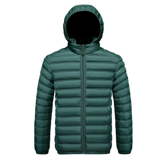 FDGIU Men's Versatile Quilted Puffer Jacket, Hooded Winter Coat with Hood, Warm Windproof Insulated Outerwear