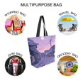 thumbnail image 7 of FORMRS Womens Canvas Tote Bag with Zipper Inner Pocket Shoulder Handbag, Black Cat Walking, 7 of 7