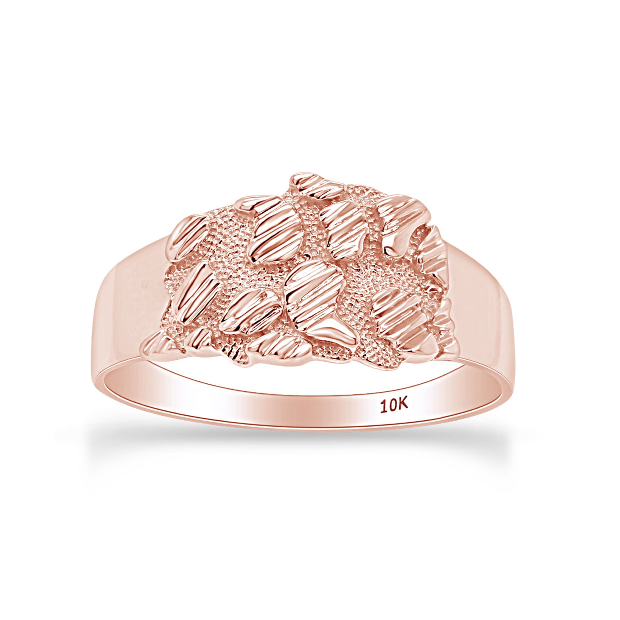 Nugget Style Men's Promise Ring In 10K Solid Rose Gold 9.50 MM Wide