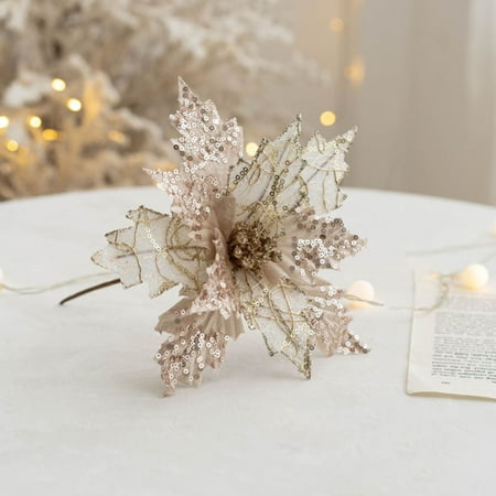 

Christmas Simulation Flower Christmas Tree Decoration Flower 20cm Sequin Flannel