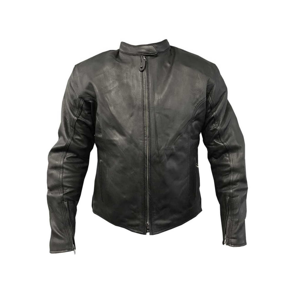 Redline Men's Classic Armor Cowhide Leather Motorcycle Jacket M4515 (XL)