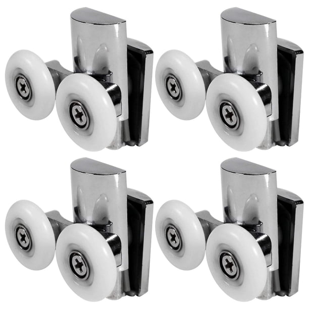 4 ruedas para mamparas de ducha, rodillos para mamparas de ducha de 23 mm, rueda doble de aleación de zinc resistente para ambos lados planos