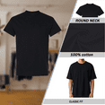 thumbnail image 4 of Wire Delight Men’s Full Cotton Round Neck Short Sleeve T-Shirt, Soft Everyday Tee, Black, S, 4 of 5