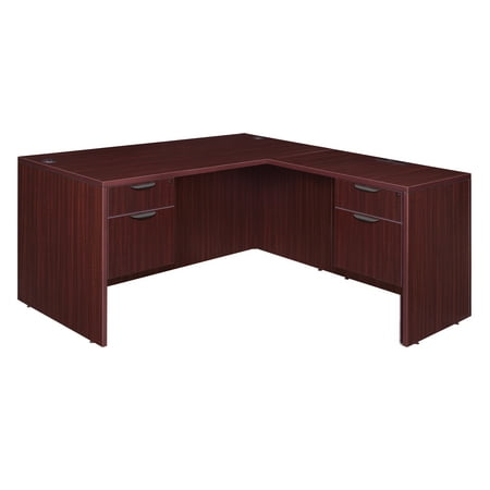 Legacy 60 Double Pedestal L Desk With 47 Return Mahogany