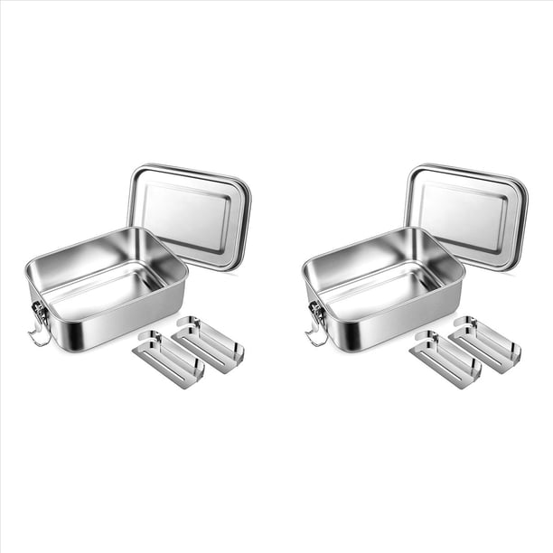 2X Lonchera Bento de 28 Oz, Lonchera de Acero Inoxidable para Adolescentes, Lonchera de Metal con 4 Compartimentos Flexibles, Lonchera de 850 Ml