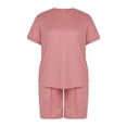 thumbnail image 3 of Honganda Male Solid Color Round Neck Short Sleeve T-Shirt+ Shorts with Pocket, 3 of 8