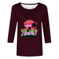 thumbnail image 4 of BangWanChi 3/4 Length Sleeve Womens Tops Women's Fashion Printed Round Neck 3/4 Sleeve T-Shirt Loose Tops Long Sleeve Round Neck Tops/Shirt, 4 of 4