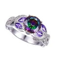 thumbnail image 4 of YUEHAO Rings Colorful Oval Zircon Ring Elegant Rhinestone Ring Sapphire Jewellery Rings Women Fashion Full Diamond Zircon Rings For Women Size 6 10, 4 of 5